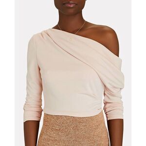 Acler Noble Draped One-Shoulder Top‎ Sz 2 neutral powder blush pink beige